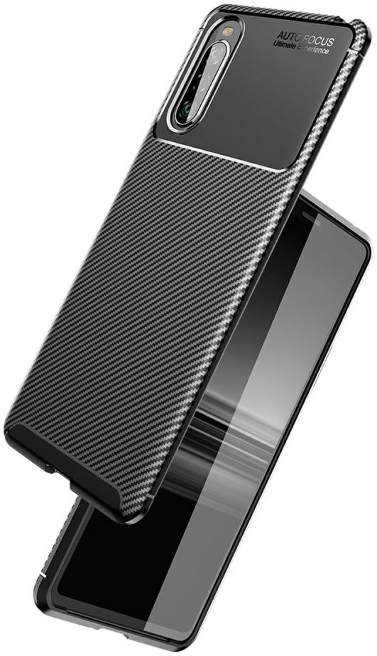 Sony Xperia 10 II Hoesje Geborsteld Carbon Zwart afbeelding 8