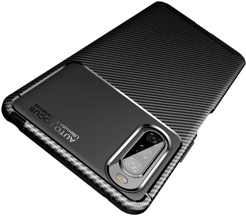 Sony Xperia 10 II Hoesje Geborsteld Carbon Zwart afbeelding 2