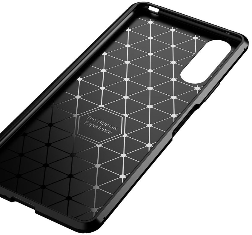Sony Xperia 10 II Hoesje Geborsteld Carbon Zwart afbeelding 4