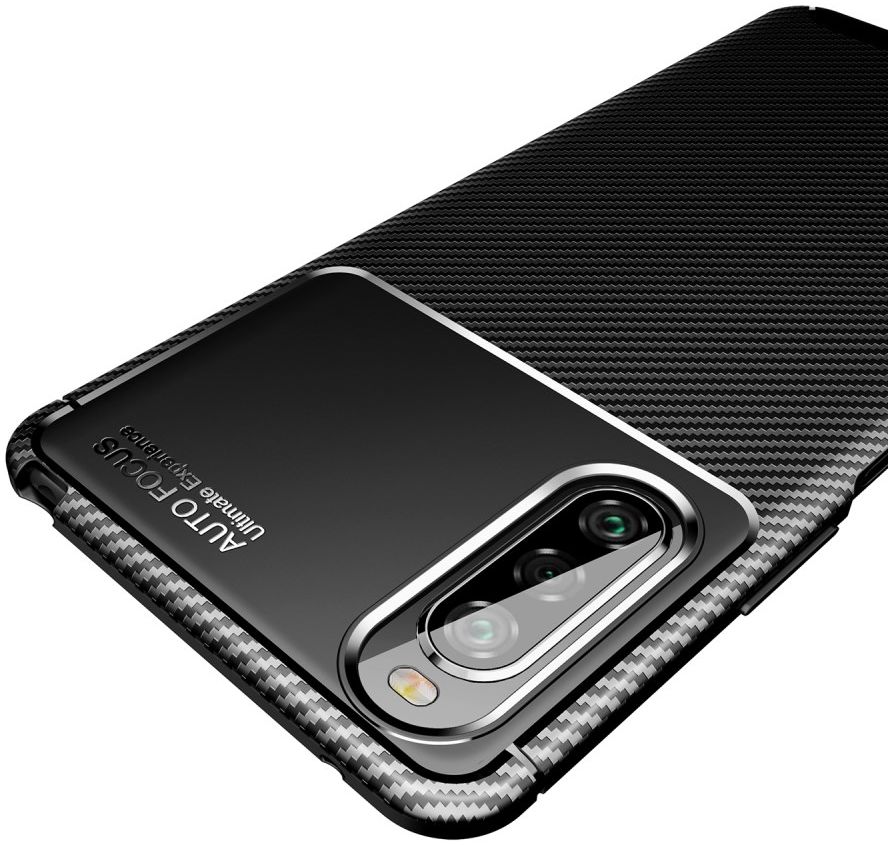 Sony Xperia 10 II Hoesje Geborsteld Carbon Zwart afbeelding 3