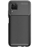 Huawei P40 Lite Geborsteld Carbon Hoesje Zwart
