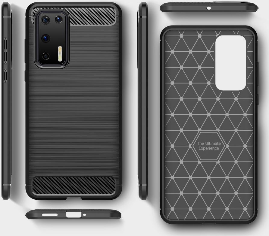 Huawei P40 Geborsteld TPU Hoesje Zwart afbeelding 2