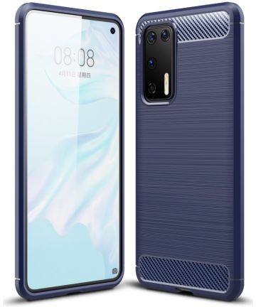 Huawei P40 Geborsteld TPU Hoesje Blauw Hoesjes