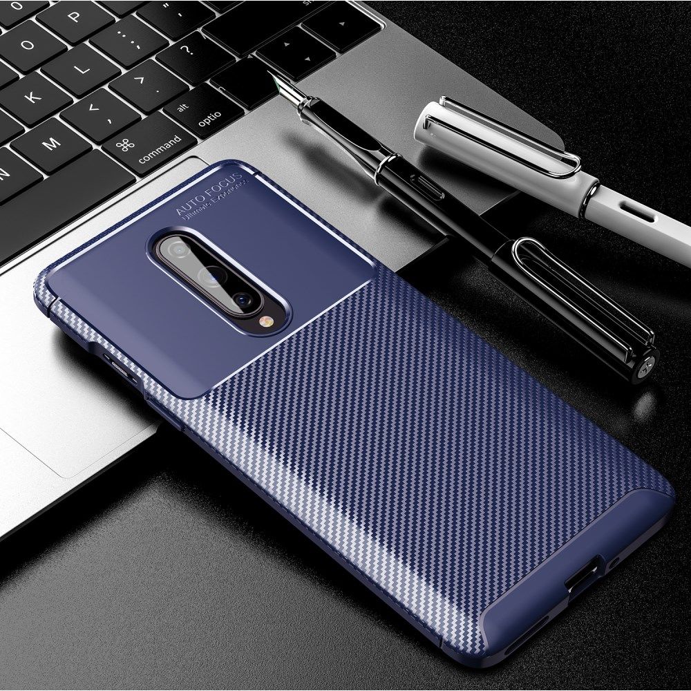OnePlus 8 Geborsteld TPU Hoesje Blauw afbeelding 2