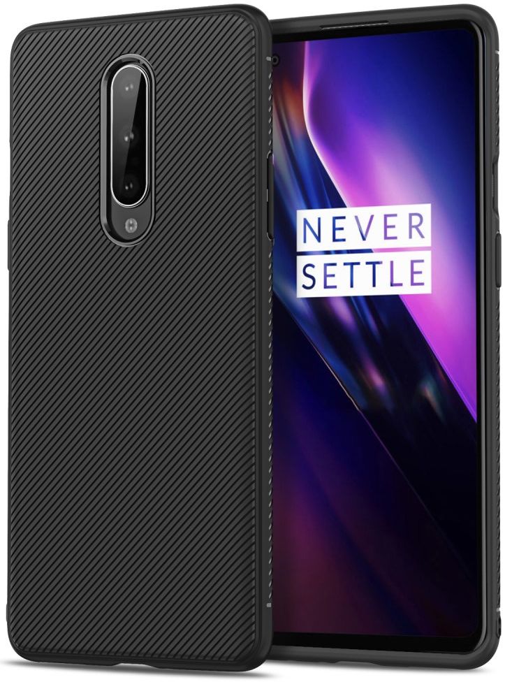 OnePlus 8 Twill Slim Texture TPU Hoesje Zwart afbeelding 1