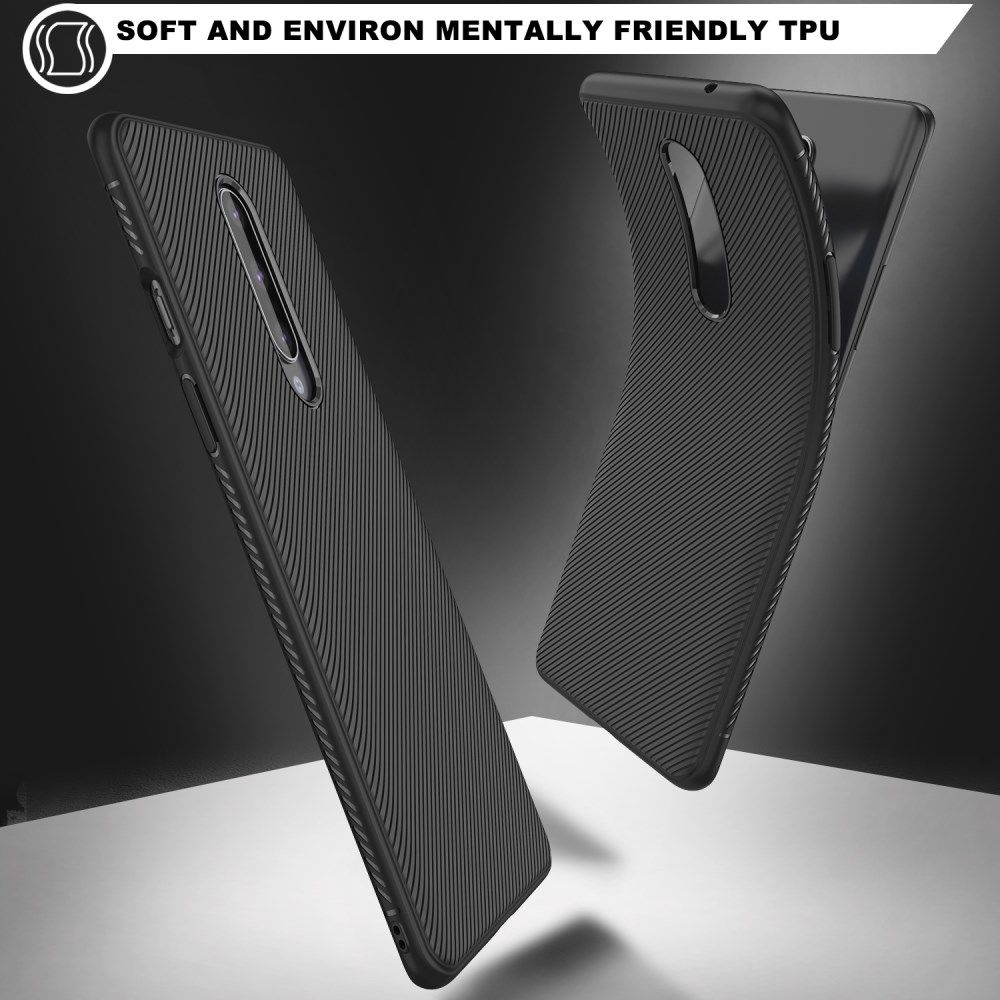 OnePlus 8 Twill Slim Texture TPU Hoesje Zwart afbeelding 7