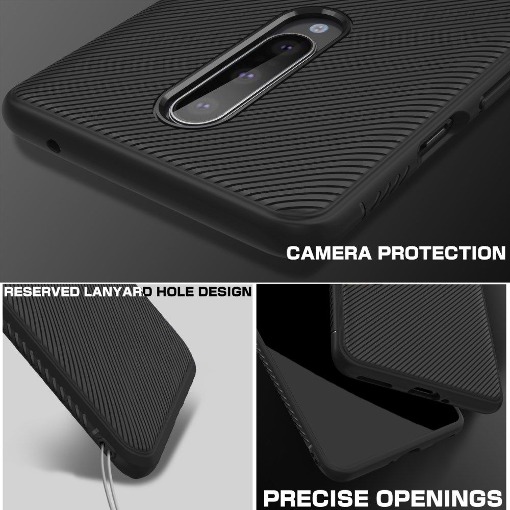 OnePlus 8 Twill Slim Texture TPU Hoesje Zwart afbeelding 8
