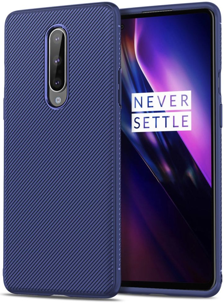 OnePlus 8 Twill Slim Texture TPU Hoesje Blauw afbeelding 1