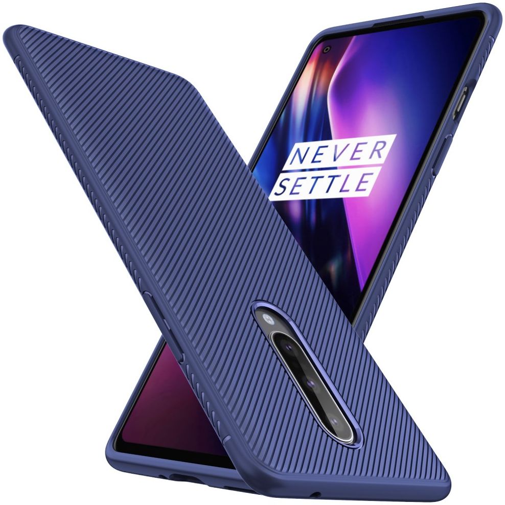 OnePlus 8 Twill Slim Texture TPU Hoesje Blauw afbeelding 2