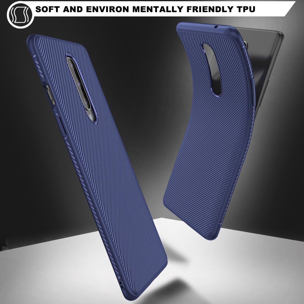 OnePlus 8 Twill Slim Texture TPU Hoesje Blauw afbeelding 7