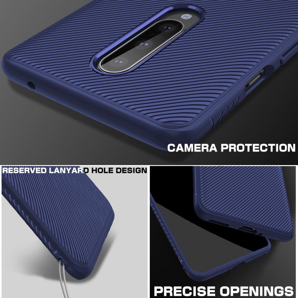 OnePlus 8 Twill Slim Texture TPU Hoesje Blauw afbeelding 8