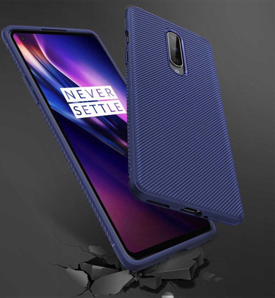OnePlus 8 Twill Slim Texture TPU Hoesje Blauw afbeelding 5