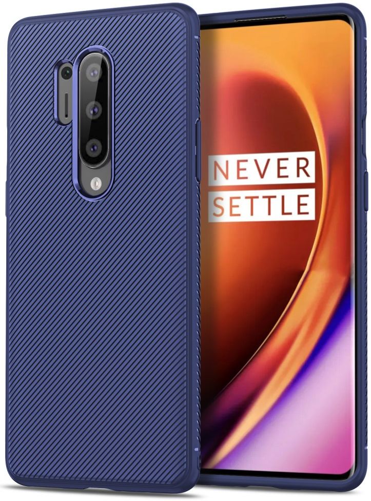 OnePlus 8 Pro Twill Slim Texture TPU Hoesje Blauw afbeelding 1