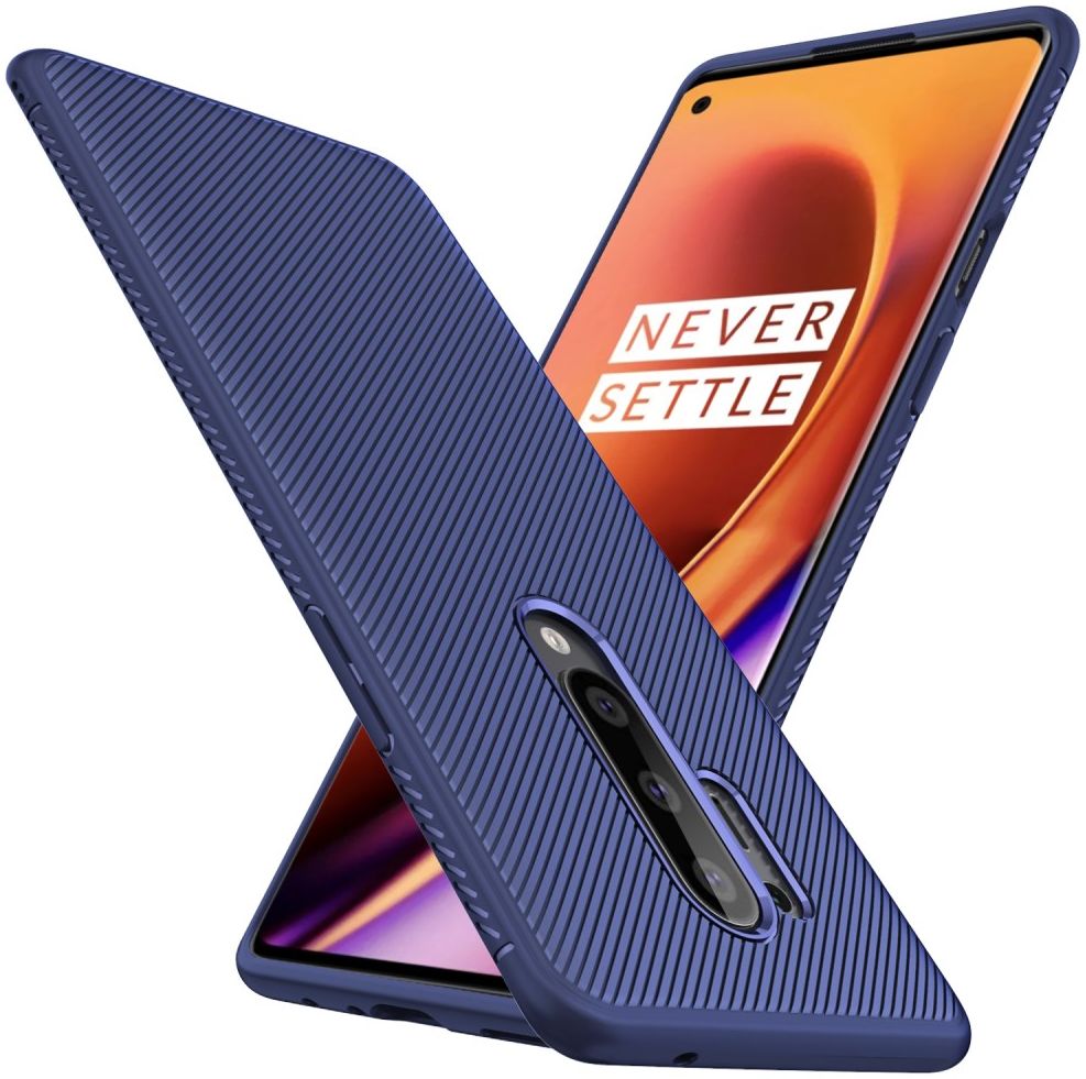 OnePlus 8 Pro Twill Slim Texture TPU Hoesje Blauw afbeelding 2