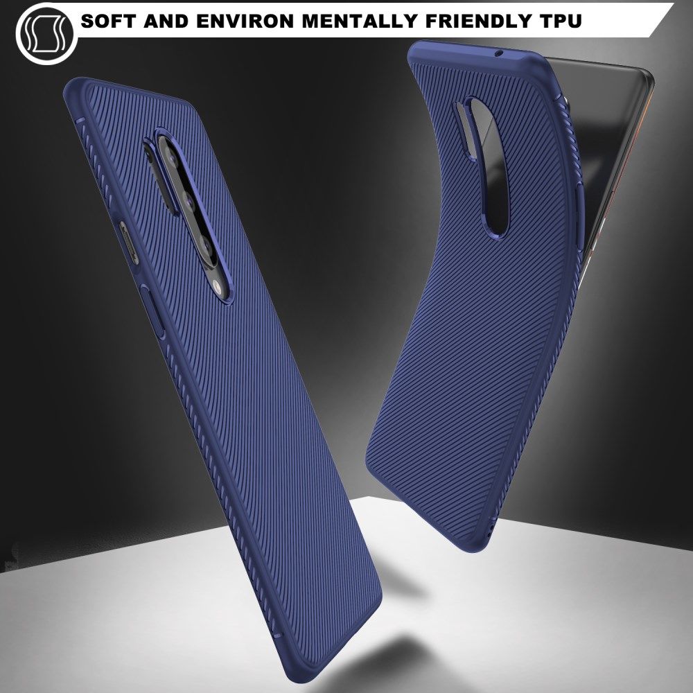 OnePlus 8 Pro Twill Slim Texture TPU Hoesje Blauw afbeelding 7