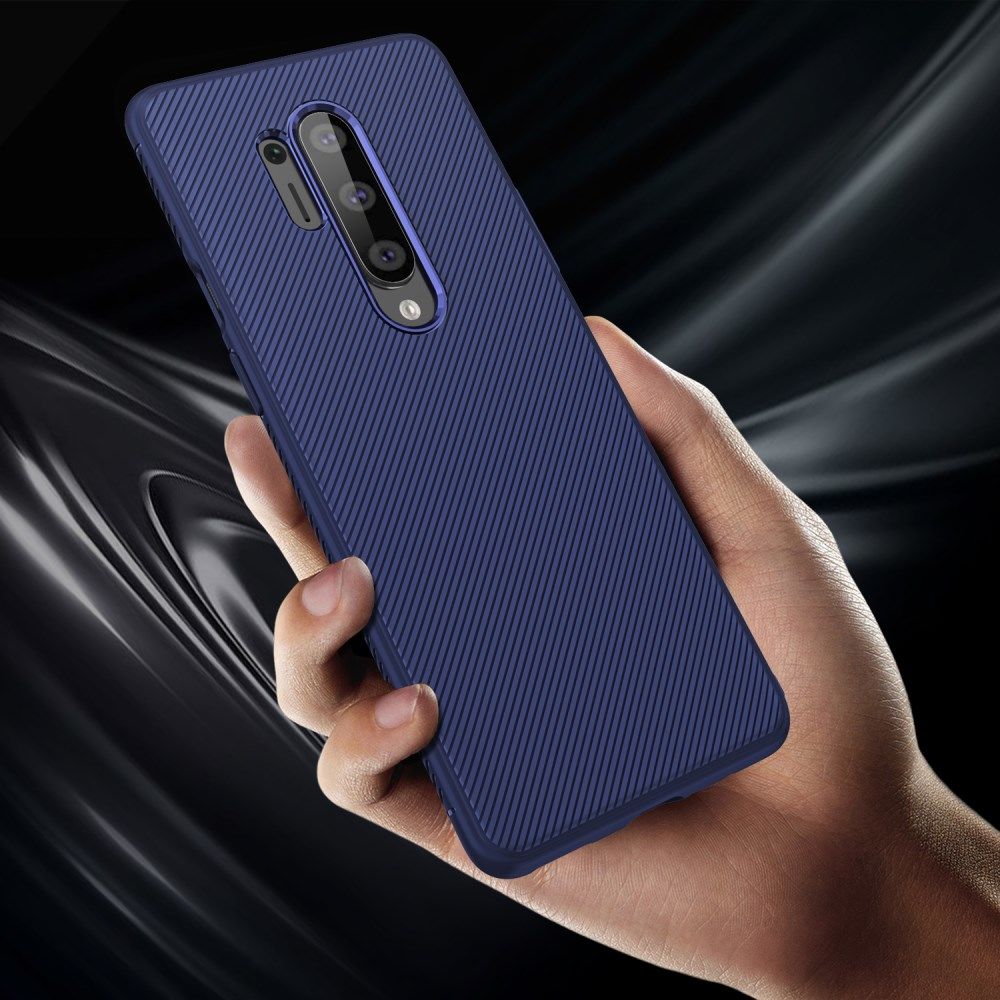 OnePlus 8 Pro Twill Slim Texture TPU Hoesje Blauw afbeelding 4