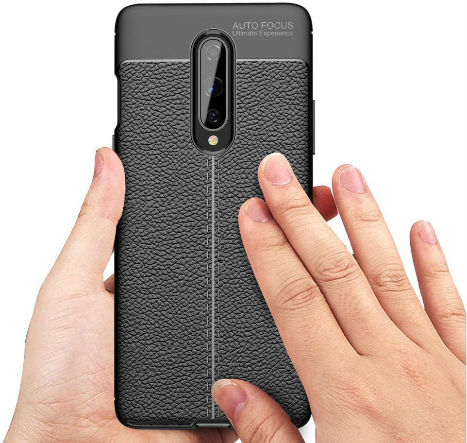 OnePlus 8 Hoesje TPU Leer Design Zwart afbeelding 11