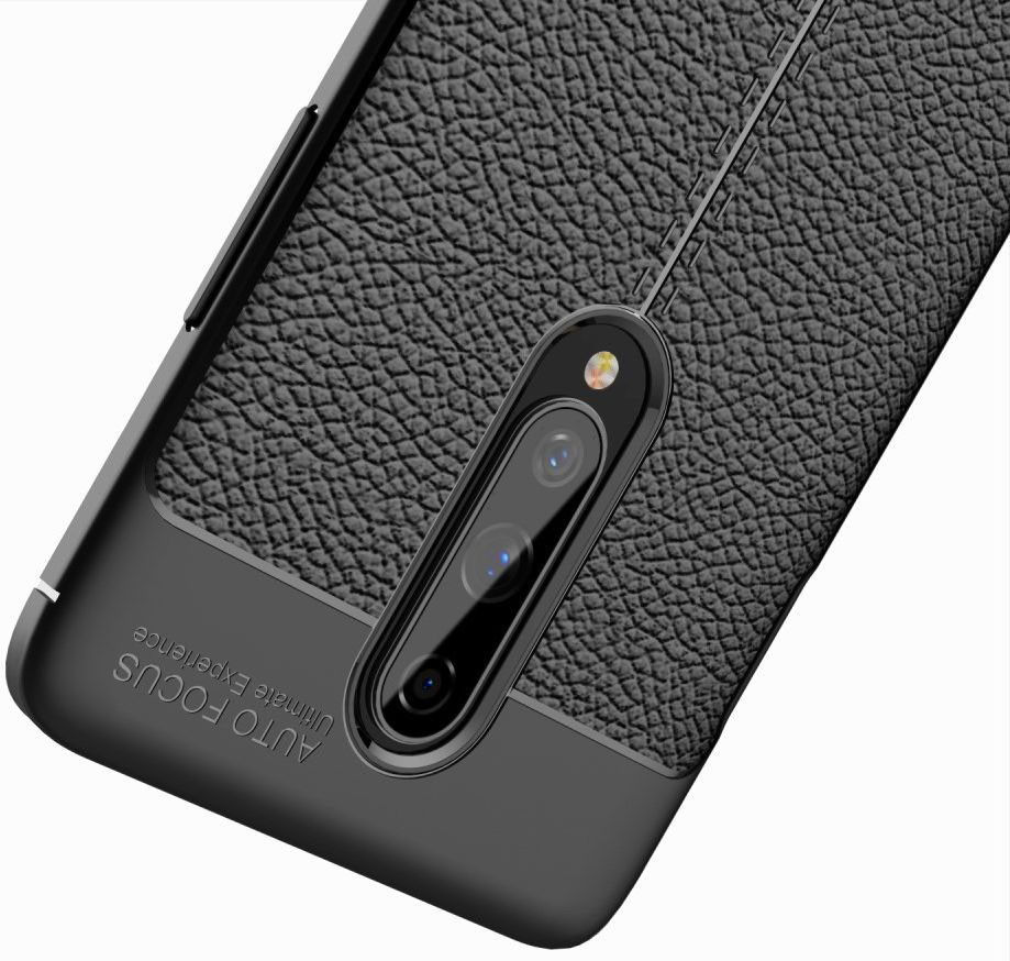OnePlus 8 Hoesje TPU Leer Design Zwart afbeelding 4