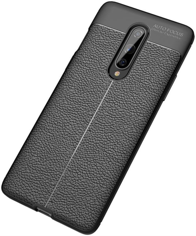 OnePlus 8 Hoesje TPU Leer Design Zwart afbeelding 5