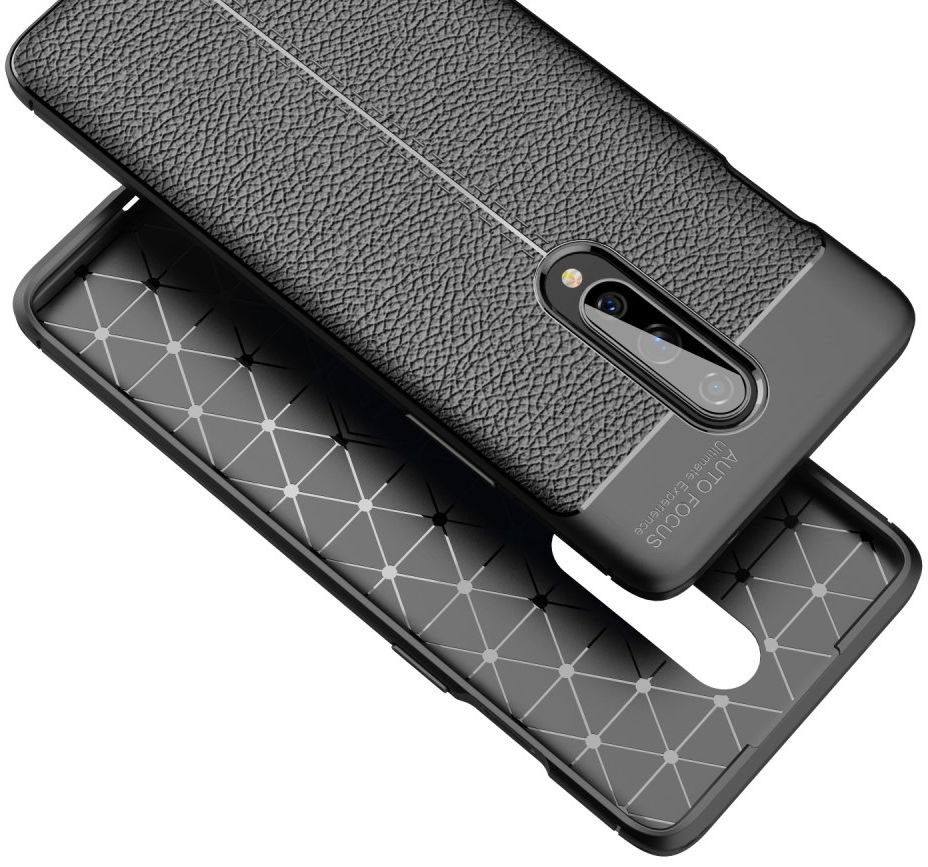 OnePlus 8 Hoesje TPU Leer Design Zwart afbeelding 6
