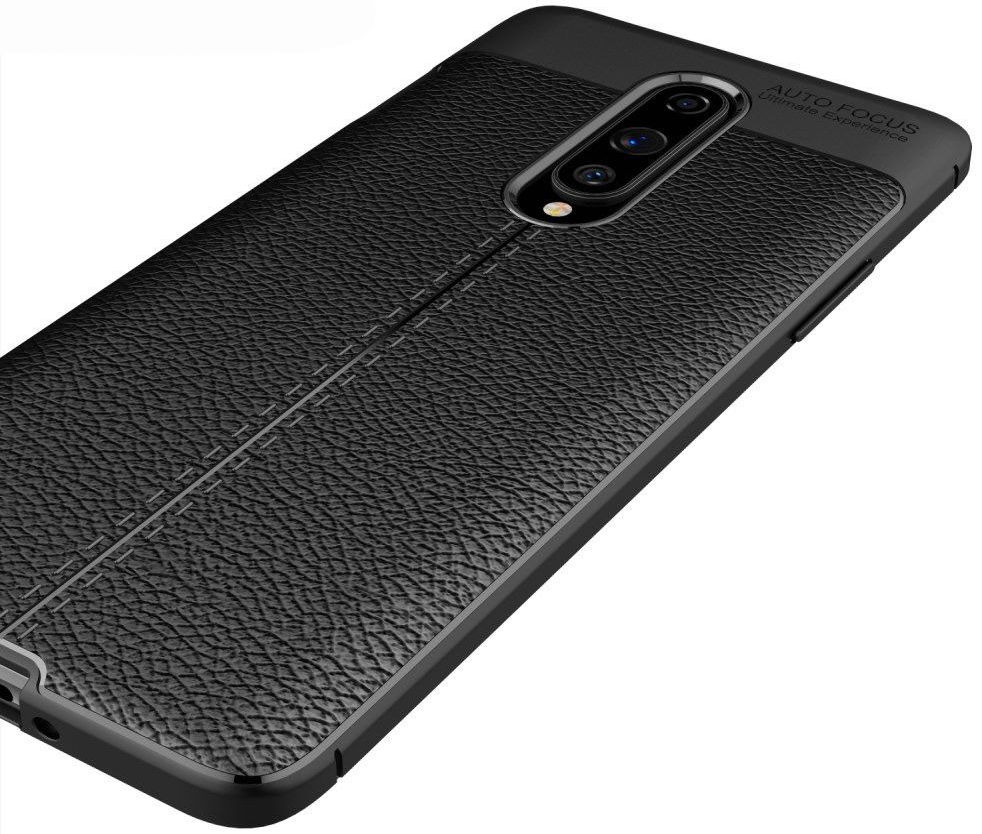 OnePlus 8 Hoesje TPU Leer Design Zwart afbeelding 8