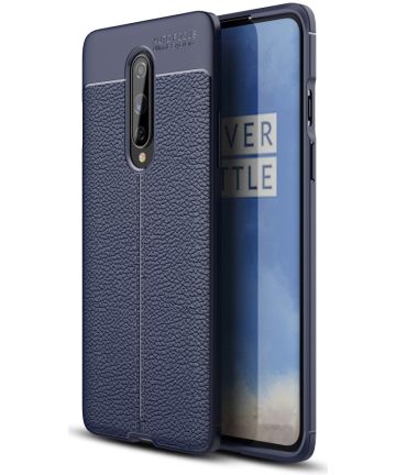 OnePlus 8 Hoesje TPU Leer Design Blauw Hoesjes
