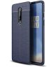 OnePlus 8 Hoesje TPU Leer Design Blauw