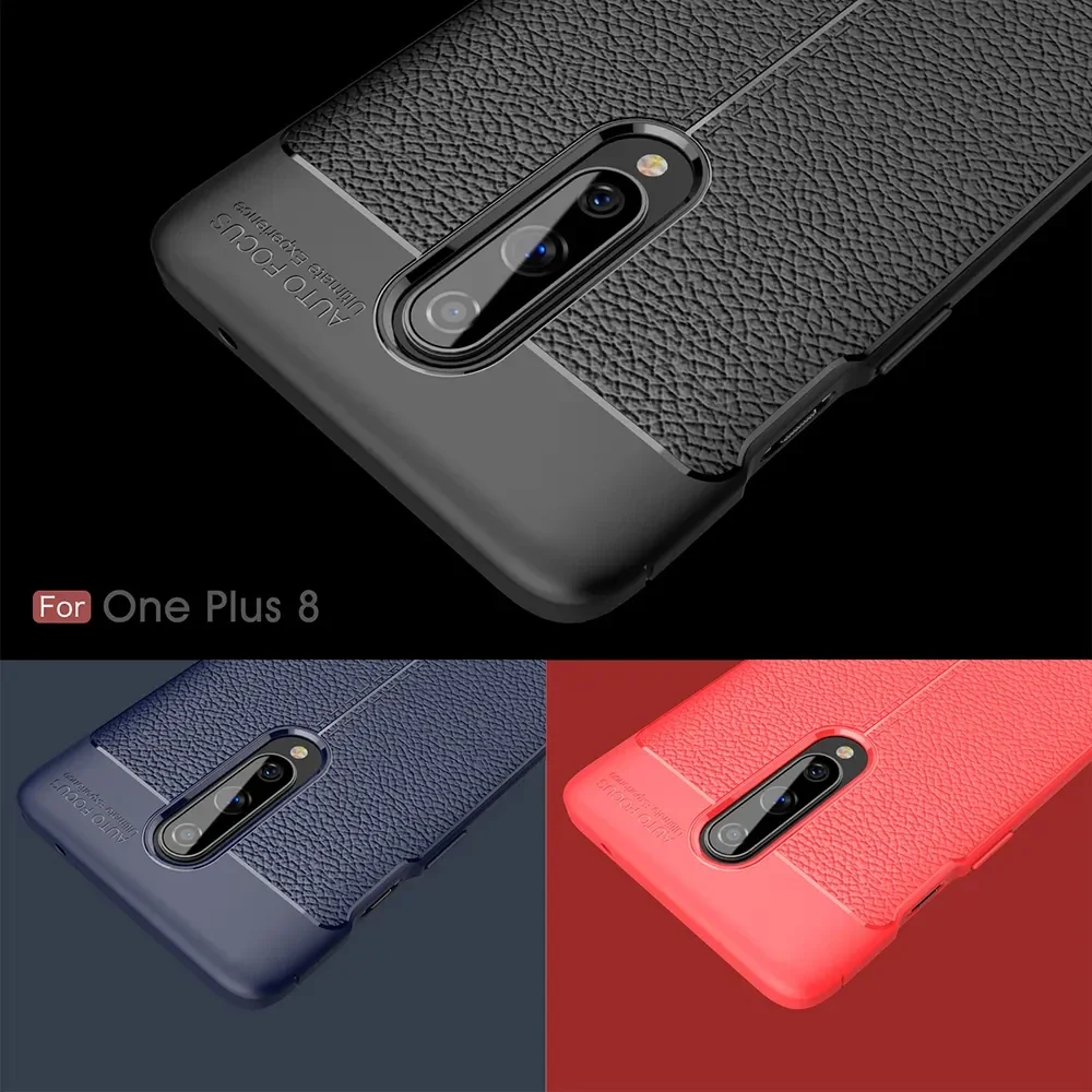 OnePlus 8 Hoesje TPU Leer Design Blauw afbeelding 4
