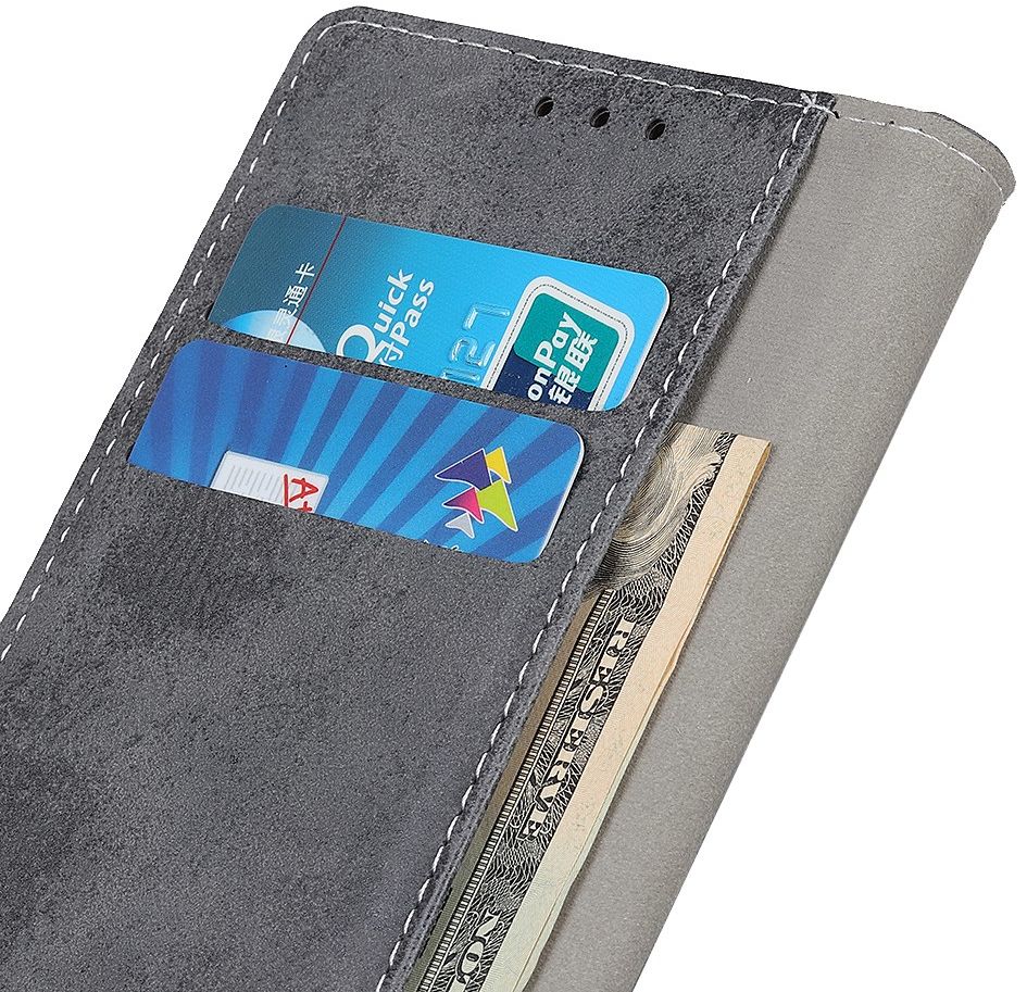 OnePlus 8 Vintage Portemonnee Stand Hoesje Grijs afbeelding 4
