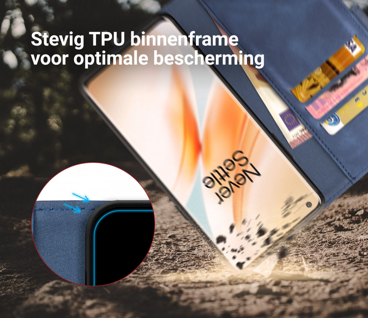 Rosso Element OnePlus 8 Pro Hoesje Book Cover Blauw afbeelding 5