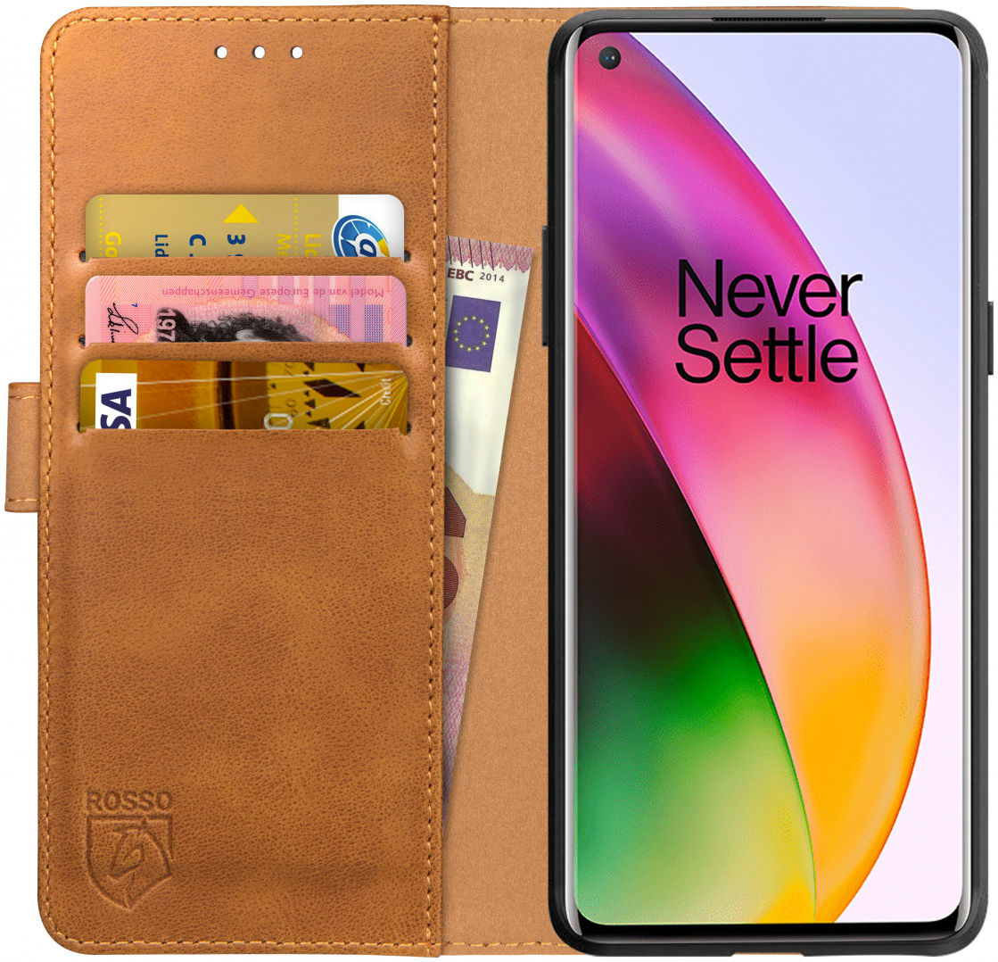 Rosso Element OnePlus 8 Hoesje Book Cover Lichtbruin afbeelding 1