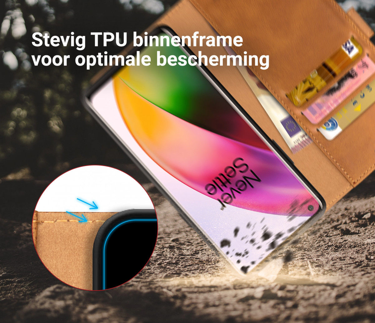 Rosso Element OnePlus 8 Hoesje Book Cover Lichtbruin afbeelding 6
