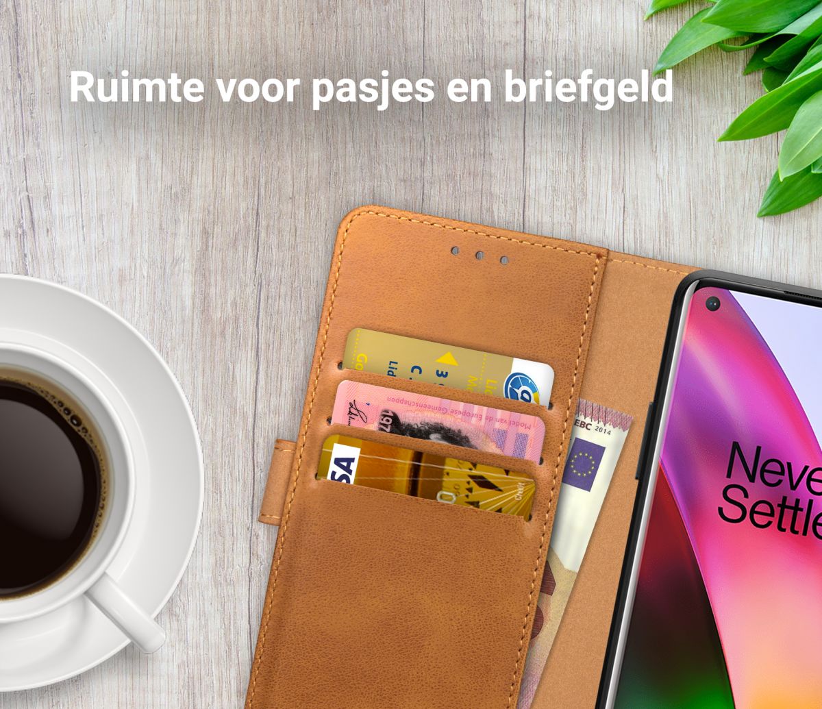 Rosso Element OnePlus 8 Hoesje Book Cover Lichtbruin afbeelding 9