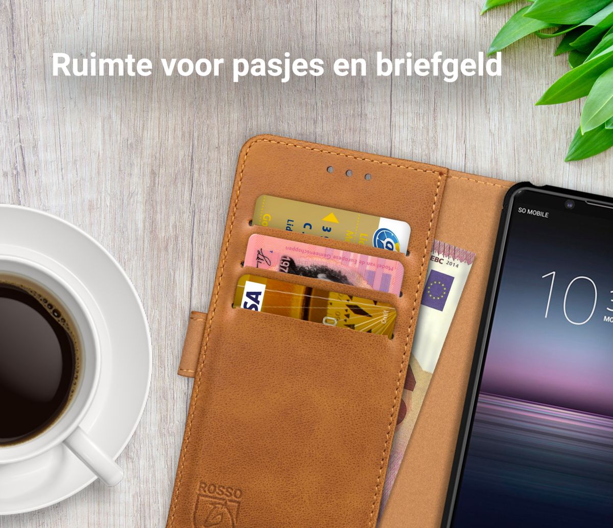 Rosso Element Sony Xperia 1 II Hoesje Book Cover Lichtbruin afbeelding 9