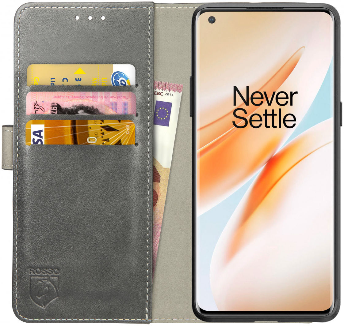 Rosso Element OnePlus 8 Pro Hoesje Book Cover Grijs afbeelding 1
