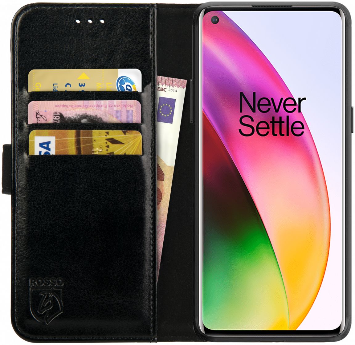 Rosso Element OnePlus 8 Hoesje Book Cover Zwart afbeelding 1