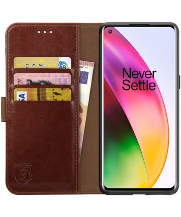 Rosso Element OnePlus 8 Hoesje Book Cover Bruin Hoesjes