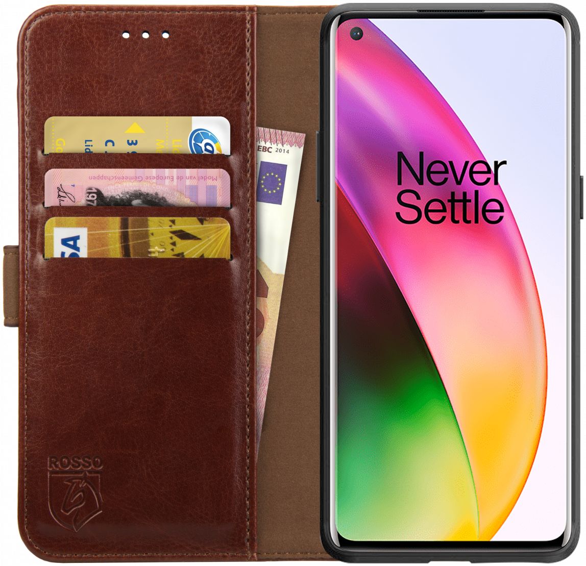 Rosso Element OnePlus 8 Hoesje Book Cover Bruin afbeelding 1