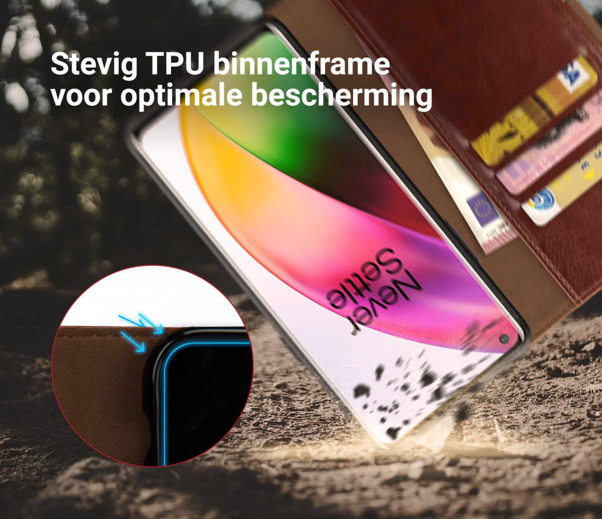 Rosso Element OnePlus 8 Hoesje Book Cover Bruin afbeelding 6