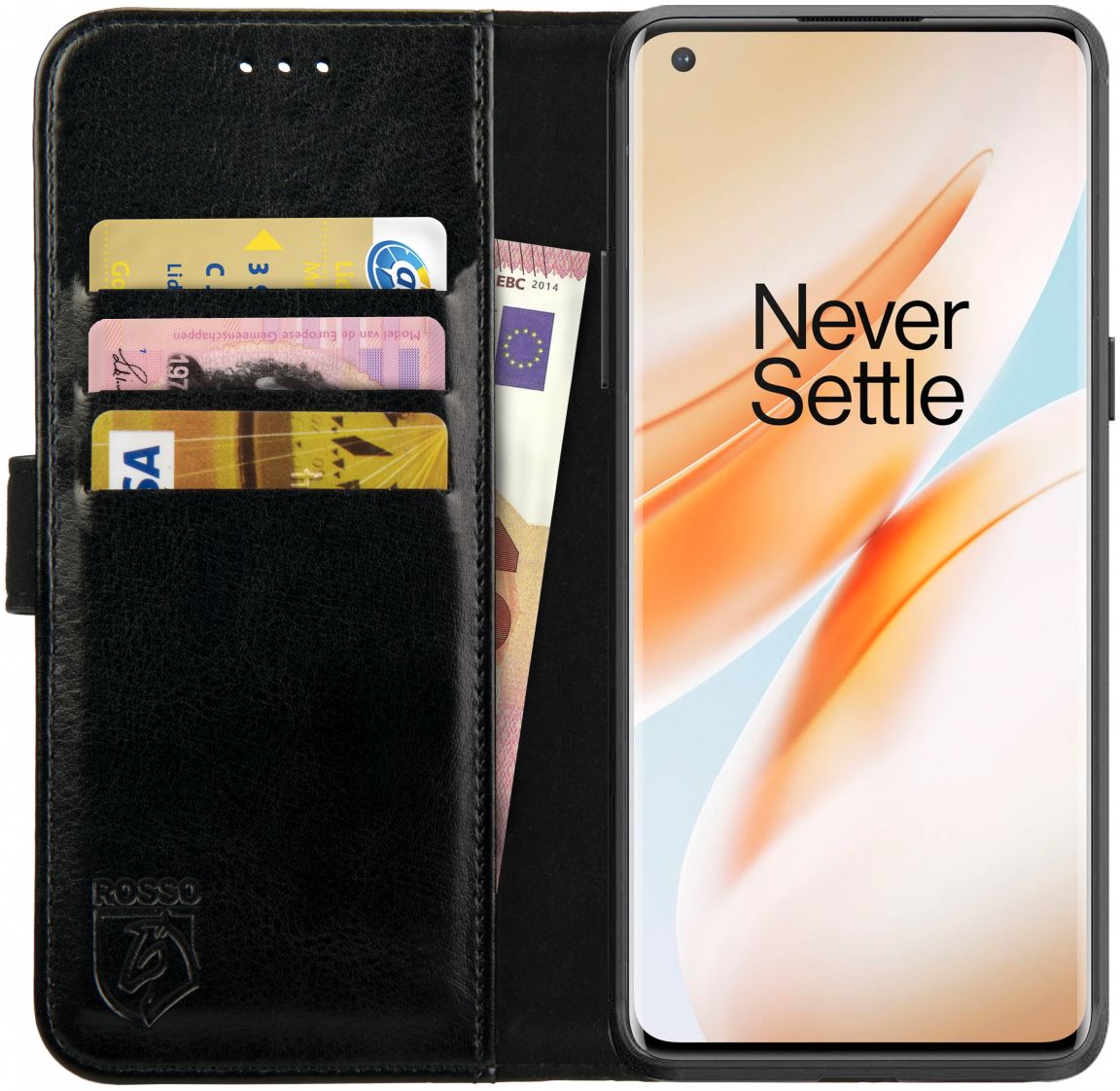 Rosso Element OnePlus 8 Pro Hoesje Book Cover Zwart afbeelding 1