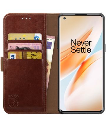 Rosso Element OnePlus 8 Pro Hoesje Book Cover Bruin Hoesjes