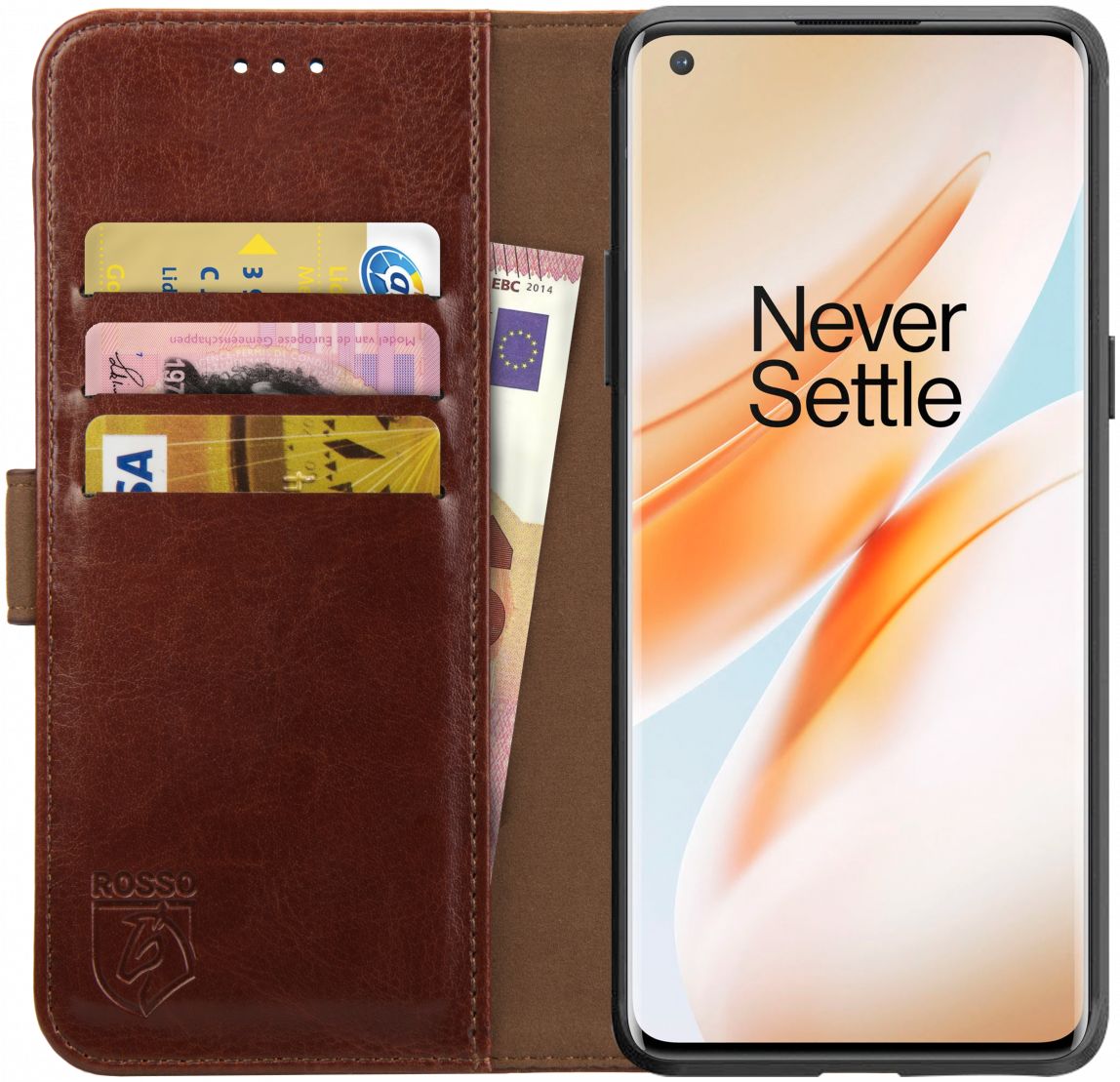 Rosso Element OnePlus 8 Pro Hoesje Book Cover Bruin afbeelding 1