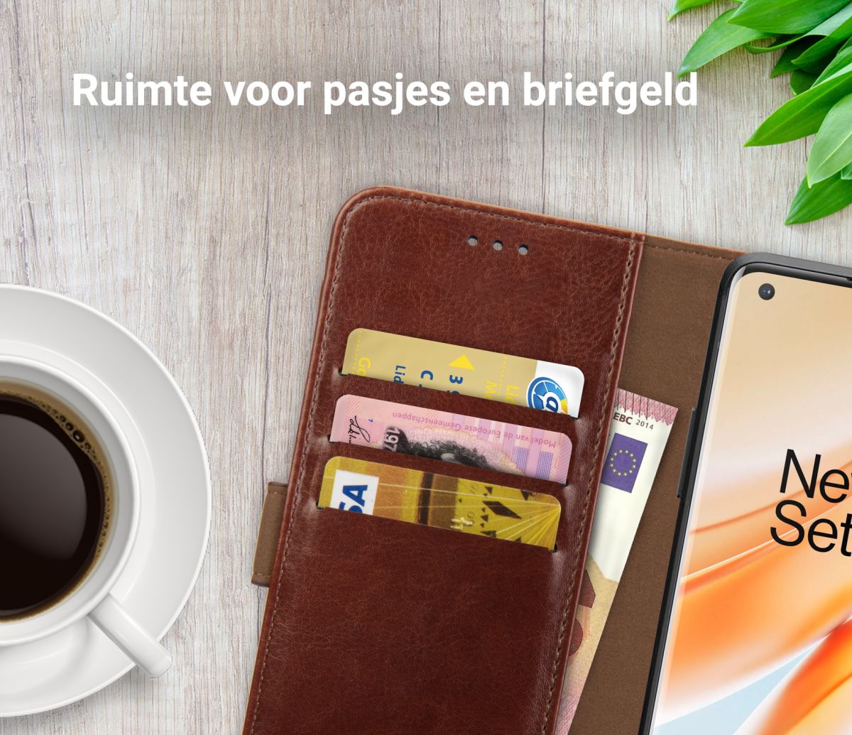 Rosso Element OnePlus 8 Pro Hoesje Book Cover Bruin afbeelding 9