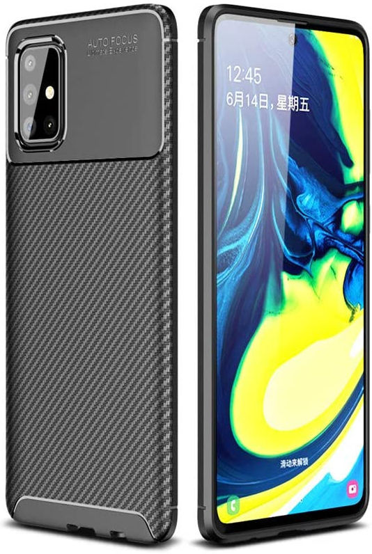 Samsung Galaxy A41 Hoesje Geborsteld Carbon Zwart afbeelding 5