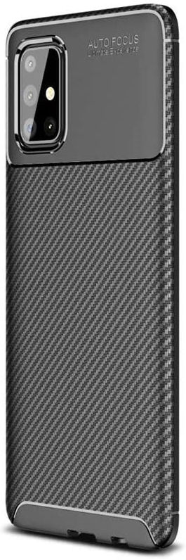 Samsung Galaxy A41 Hoesje Geborsteld Carbon Zwart afbeelding 1