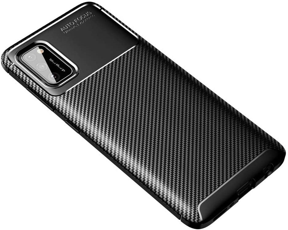 Samsung Galaxy A41 Hoesje Geborsteld Carbon Zwart afbeelding 2