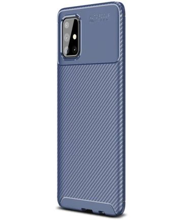 Samsung Galaxy A41 Hoesje Geborsteld Carbon Blauw Hoesjes