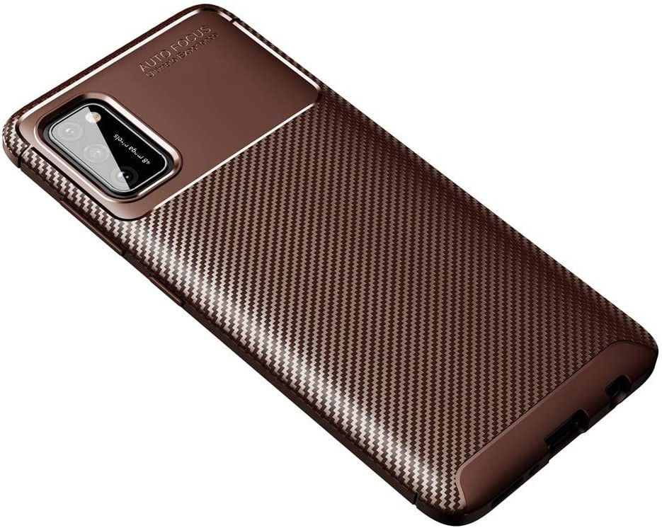 Samsung Galaxy A41 Hoesje Geborsteld Carbon Bruin afbeelding 2