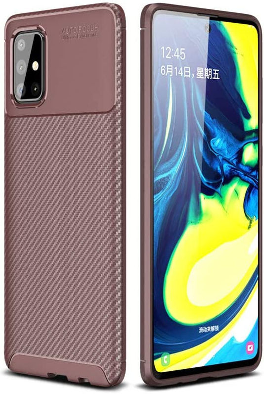 Samsung Galaxy A41 Hoesje Geborsteld Carbon Bruin afbeelding 5