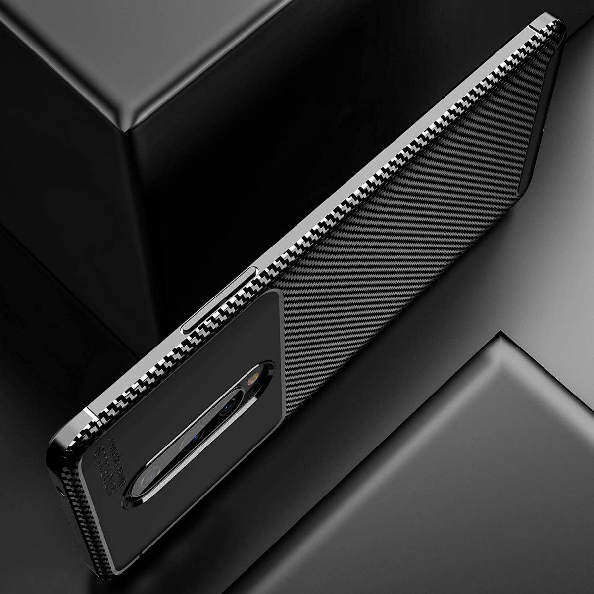 OnePlus 8 Siliconen Carbon Hoesje Zwart afbeelding 5